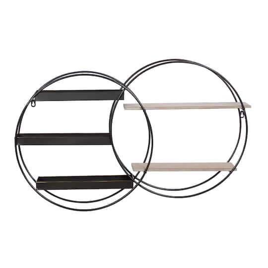 Black Metal Contemporary Wall Shelf, 20" x 34" x 7"
